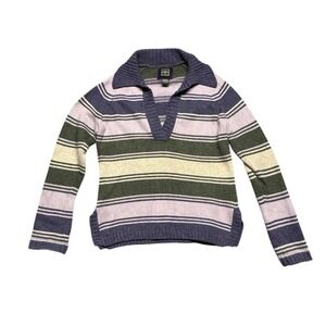 Vintage Eddie Bauer Angora Blend Knit Sweater Womens Size Large Striped Winter‎